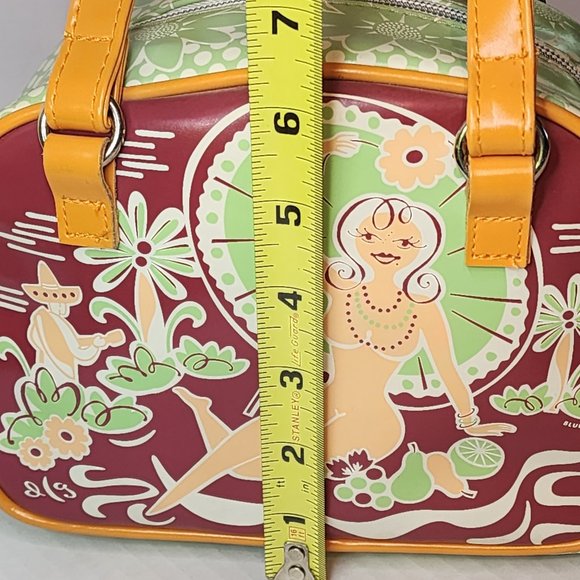 VINTAGE MINI TOTE BAG "DIRTY GIRL" GREEN AND ORANGE - Picture 5 of 8